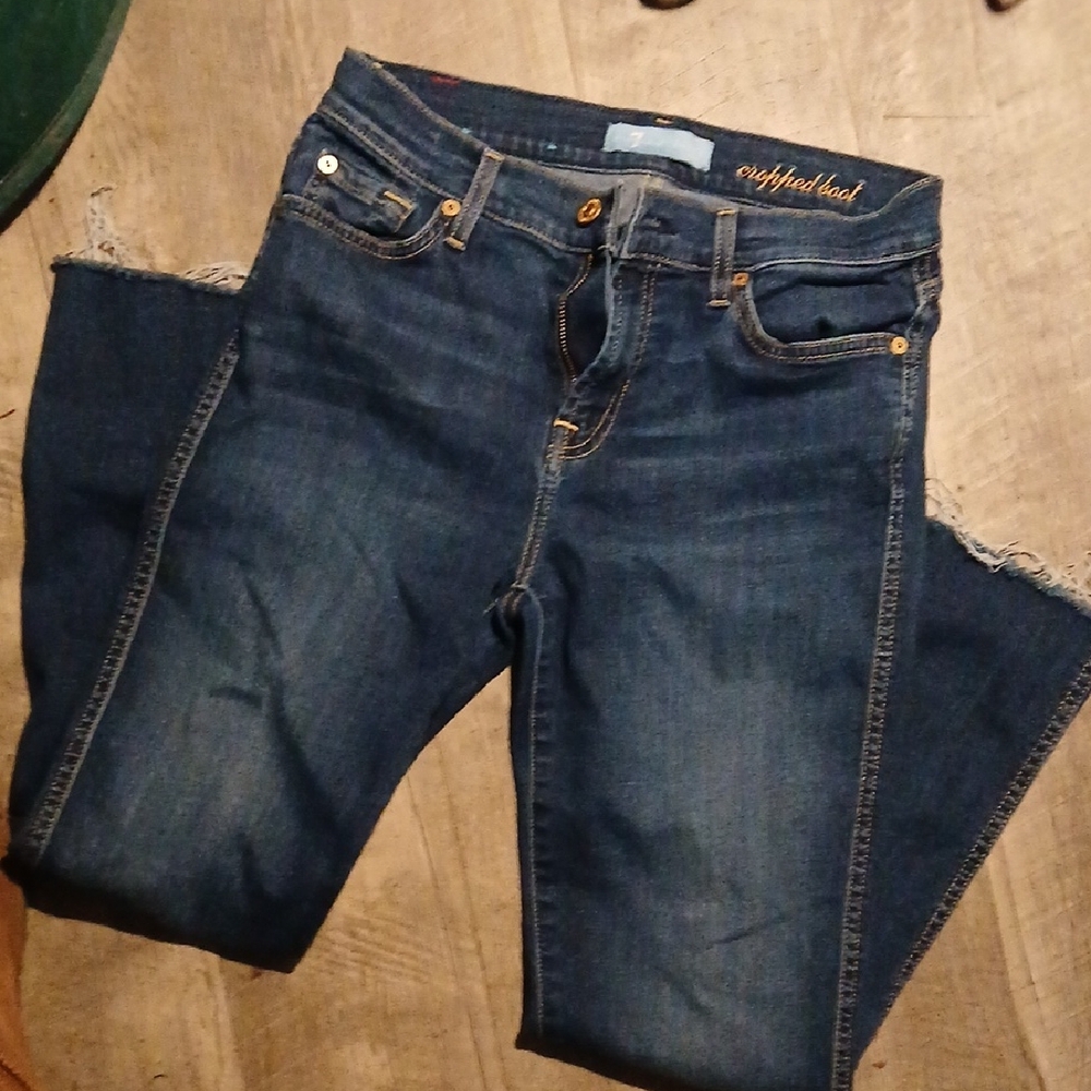 7 For All Mankind Dark Blue Straight Leg Jeans